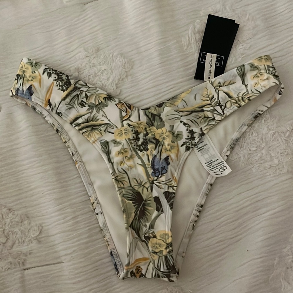 Abercrombie Green Tropical Print Cheeky Bikini Bottoms